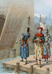 VI. Valois-i Fülöp (1293-1350), francia király a broye-i kastély előtt augusztus 26-án