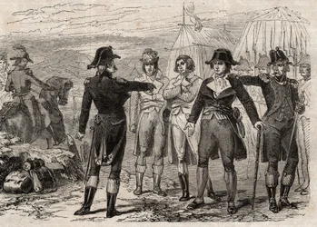 Pierre Antoine Antonelle-t (Pierre-Antoine Antonelle) (1747-1817) és barátait Lafayette parancsára letartóztatták - Joseph Decembre és Edmond Allonier „Dictionnaire populaire illustrious”-ba vésve - 1864 -