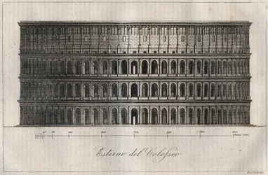 A római Colosseum külső képe - metszet az „Usi e Costumi di Tutti i Popoli dell