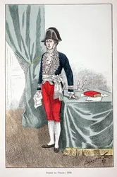 Rendőrprefektus (1800). Színes rézkarc, illusztrációként „” A békefenntartók hadtestének története”” című könyv Louis Lepine (1846-1933) Szajna-menti rendészeti prefektus gondozásában jelent meg Alfred Rey (1864-?) és Louis Feron (1862) gondozásában. -?), 