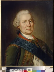 Burckhardt Christoph von Munnich gróf portréja (1683-1767) (Gróf Burkhard Christoph von Munnich portréja). Névtelen festmény, olaj, vászon, 19. század eleje, klasszicizmus. IRLI Orosz Irodalmi Intézet (Puskin-ház), Szentpétervár.