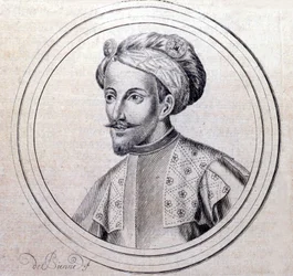Savoyai V. Amedeus portréja: A Nagy (1249-1324) (Amedeo VI di Savoia detto il Grande) Samuel Guichenou 1660-as lyoni „Savoyai királyi ház genealógiai történetében” című művében.