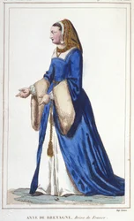 Bretagne-i Anna (1476-1514), francia királynő, VIII. Károly, majd XII. Lajos felesége portréja. Vésett 1830-ból