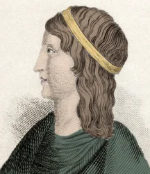 Apulee (Lucius Apuleius) (125-180 körül), latin filozófus és író, berber származású (Algéria) portréja, a „Les Metamorphoses” (Arany szamár vagy Asinus aureus) szerzője. századi metszet.