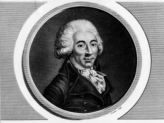 Armand Gensonne (1758-1793) a kongresszus helyettesének portréja. Metszet „” A francia forradalom történelmi festményeinek teljes gyűjteménye, három kötetben.””” 1804.