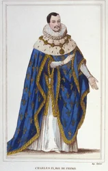 IX. Károly (1550-1574), francia király portréja.