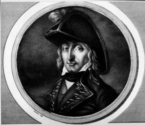 Charles Pierre Francois Augereau francia tábornok (1757-1816) portréja. Metszet a „” A francia forradalom történelmi festményeinek teljes gyűjteménye, három kötetben.””” 1804.