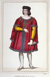 VIII. Károly (1470 - 1498), francia király portréja, metszet 1830-ból