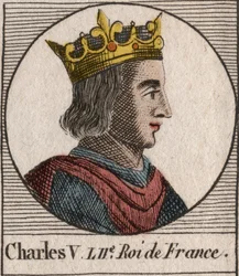V. Károly bölcs portréja (1338-1380) – Bölcs V. Károly vagy V. Bölcs Károly, Franciaország királya a Valois-házból – metszet az „Instruction sur l