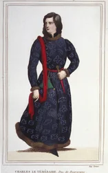 Merész Károly (1433-1477), burgundi herceg portréja. 1830-as metszet