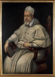 VIII. Clément (1536 - 1605) portréja. 16. vagy 17. századi festészet. Museo di Roma. Róma