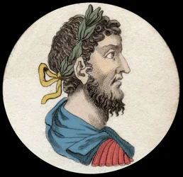 Commodus (161-192), római császár portréja. 19. századi metszet
