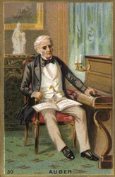 Daniel François Esprit Auber (1782-1871) francia zeneszerző portréja. Kromolitográfia 19. század.