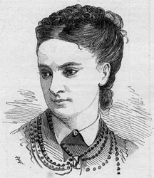Dinah Felix (Dinah-Felix) portréja, francia komikus, a Comedie Francaise tagja 1862-től 1882-ig. Metszet a „” Le Monde Illustré”” 1168. számában, augusztus 16.