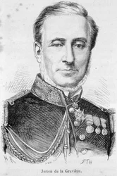 Edmond Jurien de La Graviere (1812-1892), francia admirális portréja.