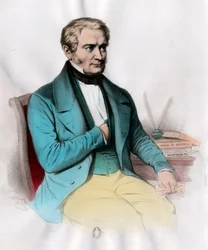 Etienne Cabet (1788-1856) francia szocialista teoretikus portréja. századi metszet. Magángyűjtemény.