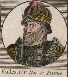 Eudes (Odon) portréja (860 - 898), Párizs és Troyes grófja, majd Franciaország királya – az EUDES Párizs grófja, akit Károly császár letétele után a francia trónra választottak – metszet az „Instruction sur l