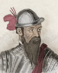 Francisco Pizarro (Francois Pizarre, 1478-1541 körül), spanyol hódító portréja. századi metszet.