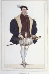 II. Francois (1544-1560), francia király portréja, metszet 1830-ból