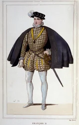 II. Francois (1544-1560), francia király portréja, metszet 1830-ból