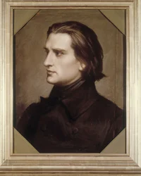 Liszt Ferenc (1811-1886) magyar zeneszerző és zongoraművész portréja.