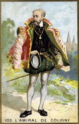 Gaspard de Châtillon, Sire de Coligny (1519-1572), francia tengernagy portréja. századi kromolitográfiája.