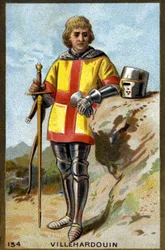 Geoffroi de Villehardouin (1150 - 1213) portréja. A 19. század végének kromolitográfiája.