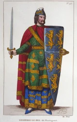 Geoffroy V. portréja Le Bel vagy Plantagenêt Anjou grófja (1113-1151). Metszet 1830-ból