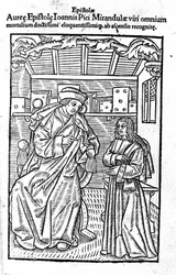 Giovanni Pico della Mirandola (Jean Pic de la Mirandole) portréja. "" Epistole auree "" címoldala