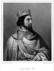 I. Henrik (kb. 1008 - 1060), francia király portréja – Lavallée „” Histoire des Français” című könyvében, metszet, sd.