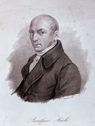 Bonifazio Asioli olasz zeneszerző portréja (1769-1832) Metszet. 19. század. Milánó, a télikert könyvtára