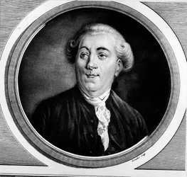 Jacques Necker (1732-1804) francia államminiszter portréja. Metszet a „” A francia forradalom történelmi festményeinek teljes gyűjteménye, három kötetben.””” 1804.
