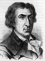 Jacques Pierre Brissot de Warville francia újságíró és politikus (1754-1793) portréja. Megalapította a Societe des Amis des Blacks nevű szervezetet, amely a rabszolgaság eltörlésének támogatója. Metszet a 19. századról.