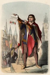 Jacques vagy Jacob van Artevelde (1287-1345) flamand politikus portréja. Metszet 1868-ból Theodore Juste (1818-1888) „Histoire de Belgique from primitive times to the end of the regne I. Lipót” című művében. Magángyűjtemény.