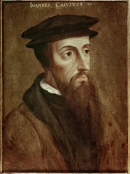 Jean Calvin (Jean Cauvin) francia reformátor és író (1509-1564) portréja Névtelen festmény. 1550. Rotterdam. Musee Boymans Van Beuningen – John Calvin (Jean Cauvin), francia író, teológus és lelkipásztor portréja a protestáns reformáció idején (1.