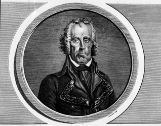 Jean Nicolas Houchard (1738-1793), francais tábornok portréja. Metszet a „” A francia forradalom történelmi festményeinek teljes gyűjteménye, három kötetben.””” 1804.