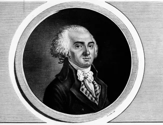 Jerome Petion de Villeneuve (1759-1793), a Konvent elnökének és az államok tábornokának tagjának portréja. Metszet a „” A francia forradalom történelmi festményeinek teljes gyűjteménye, három kötetben.””” 1804.