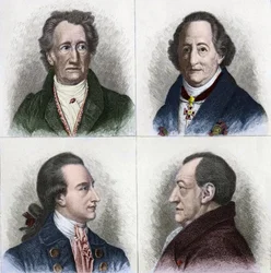 Johann Wolfgang Goethe (1749 - 1832) német író portréja életében különböző életkorúak. századi metszet.