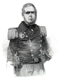 John Pascoe Grenfell (1800-1869) haditengerészeti tiszt és a Brazil Birodalom diplomatája portréja – 1852-es metszet