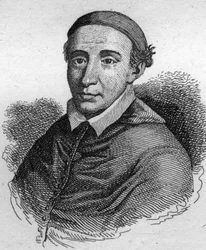 John de La Balue (1421-1491) evreux-i bíboros és XI. Lajos király Amonier püspökének portréja. Metszet 1835-ből.