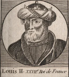 II. Lajos Bége vagy Faineant (846-879), frankkirály portréja – II. Lajos, a dadogó 848-879 – metszet az „Instruction sur l