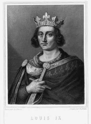 IX. Lajos vagy Szent Lajos (1214 - 1270), francia király portréja - Lavallée „Histoire des Français”-jában, metszet, sd.