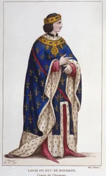 I. Lajos Bourbon, the Boiteux (1279-1342) portréja Clermont grófja (1310), Bourbonnais hercege, La Marche és Castres grófja (1327). 1830-as metszet