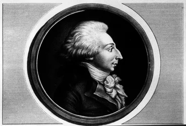 Louis Michel Lepeletier, Saint-Fargeau (Saint Fargeau) márki, a Konvent helyettesének portréja (1760-1793). Metszet a „” A francia forradalom történelmi festményeinek teljes gyűjteménye, három kötetben.””” 1804.