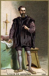 Louis de Berquin (1485-1529), lovag és humanista portréja. századi kromolitográfiája.