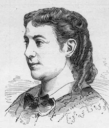 Madeleine Brohan (1833-1900) portréja, francia komikus, a Comedie Francaise Gravírozás tagja a „Le Monde Illustré””” n¡1168 augusztus 16-án.