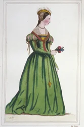 Marguerite de France (1523 - 1574), I. Francois és Claude de France lányának portréja. Metszet 1830-ból
