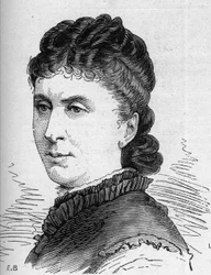Maria Favart (Pierrette Ignace Pingaud) (1833-1908) portréja, francia komikus, a Comedie Francaise tagja. Metszet az 1879. augusztus 16-i „” Le Monde Illustré” n¡1168-ban.
