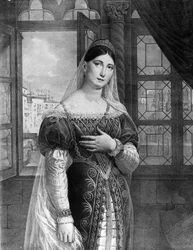 Maria Garcia, a Malibran (1808-1836) énekesnő portréja Desdemone szerepében Gioachino Rossini „" Othello " (Otello) című dalában. Teatro alla Scala 1833.