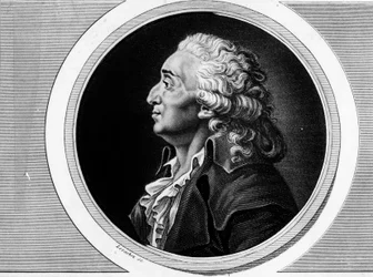 Marie Jean Antoine Nicolas de Caritat, Condorcet márkijának (1743-1793), a Nemzeti Konvent képviselőjének és filozófusnak a portréja. Metszet „A francia forradalom történelmi festményeinek teljes gyűjteménye, három kötetben” című műben, 1804.